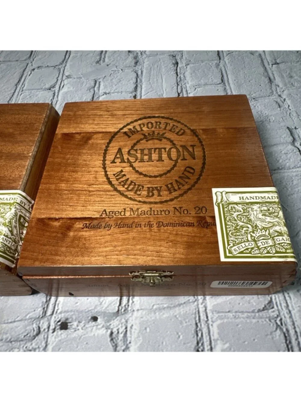 Lot Of 2 Empty Wooden Cigar Box Ashton Aged Maduro No. 20 6.75”x 6”x 2.5”